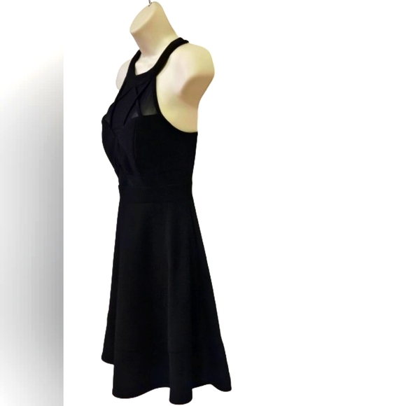 Emerald Sundae Black Sleeveless, Mesh Illusion A-Line Mini Dress,Large - Picture 14 of 16